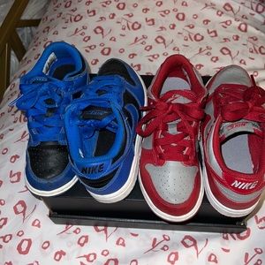Black & blue dunks & red & grey dunks package